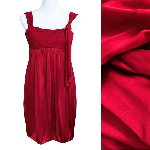 BCBGMaxAzria Dresses & Skirts - Vintage Y2K BCBG Maxazria Red Cocktail Party Silk Mini Dress XS Going Out Grad